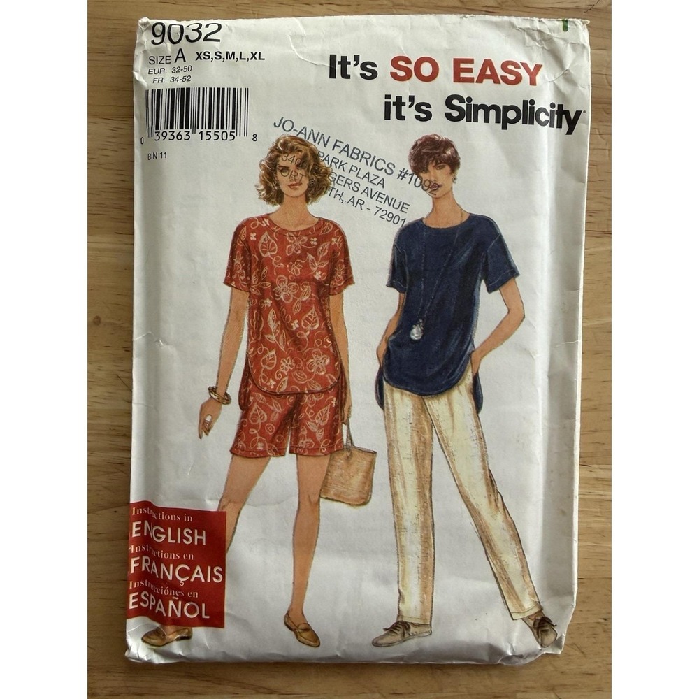 Simplicity It's So Easy Pattern 9032 Misses' Top Pants Shorts Size XS-XL 6-24 UC
